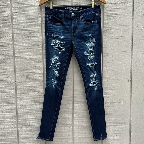 AMERICAN EAGLE OUTFITTERS 360 Degree Super Stretch Deconstructed Jegging - Picture 1 of 16